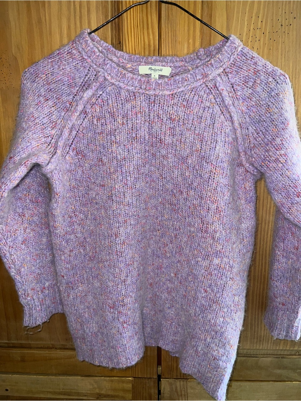 Madewell Women’s Small Confetti Purple Lavender Crewneck Knit Sweater Wool